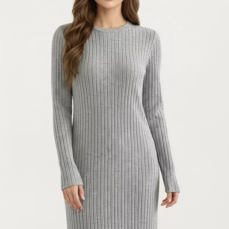Long Sleeve Ribbed Knit Maxi Dress