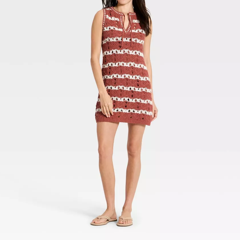 Sleeveless Pointelle Knit Mini Dress