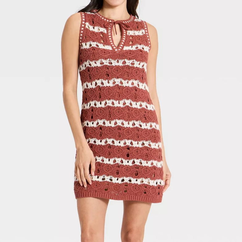 Sleeveless Pointelle Knit Mini Dress