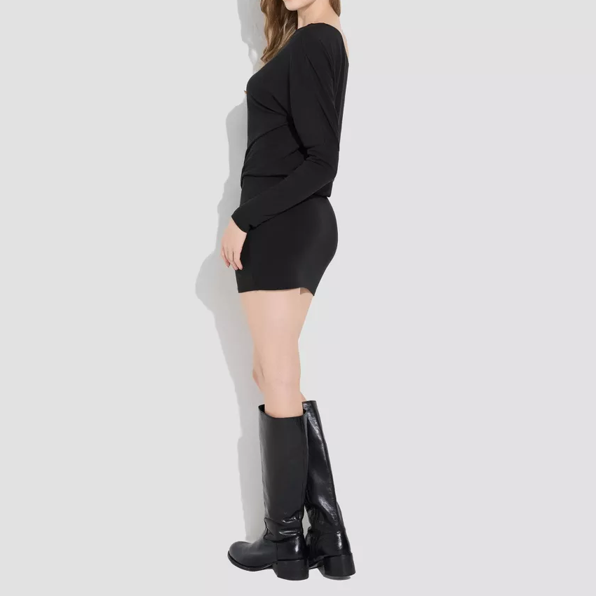 Off Shoulder Long Sleeve Knit Mini Bodycon Dress